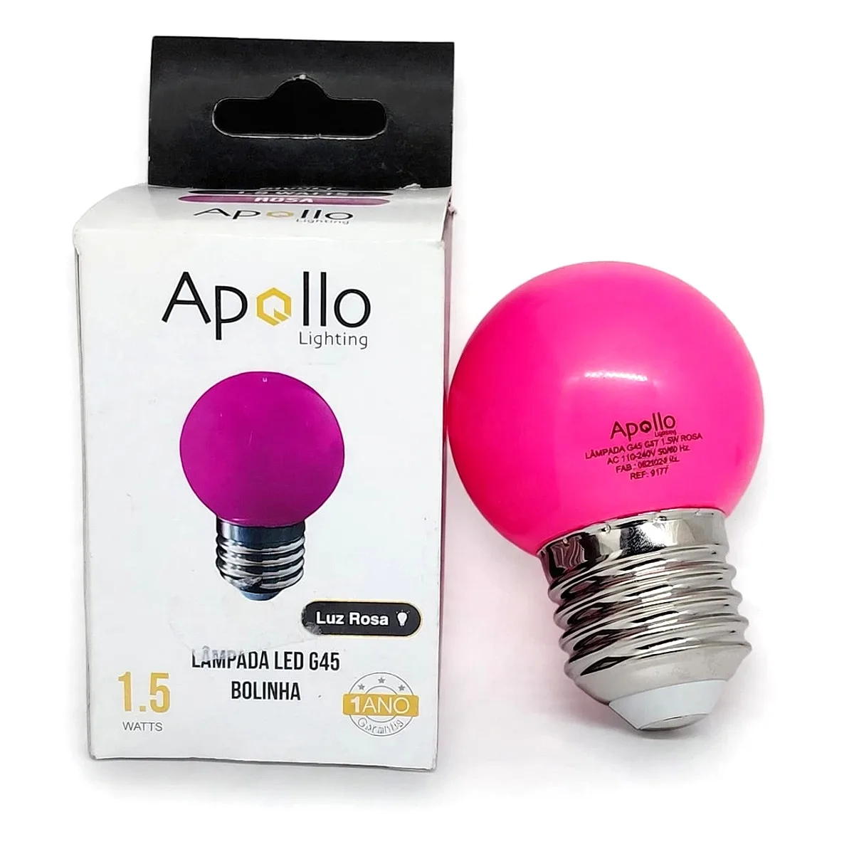 Lampada Led Bolinha G45 1.5W E27 Rosa Apollo Lampada Led Bolinha G45 1.5W Apollo cor rosa soquete E27 para decoracao na Led Marica RJ