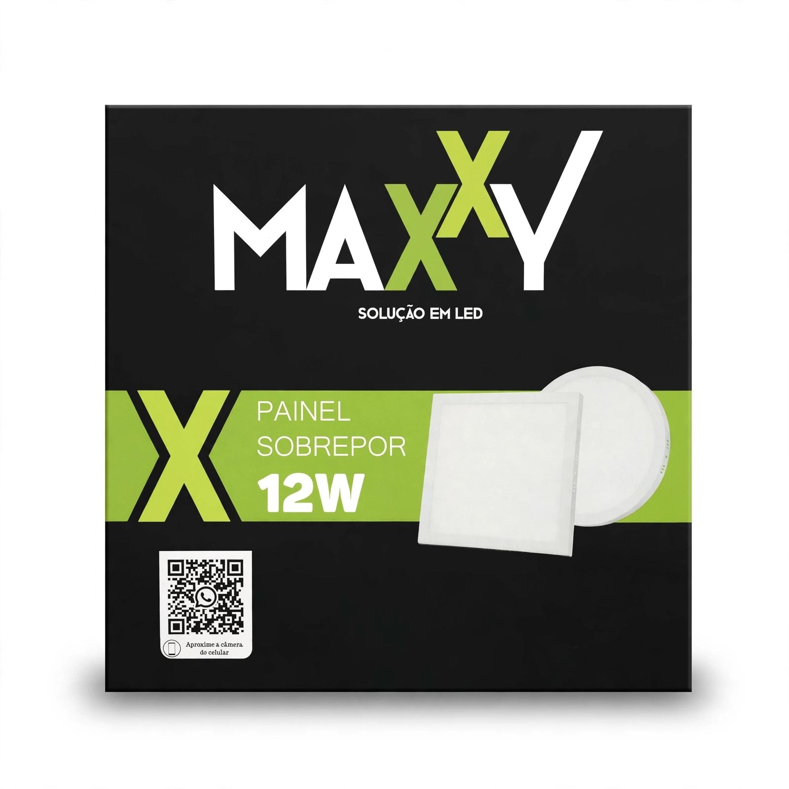 Painel Maxxy Sobrepor Quadrado 12W - 3000k