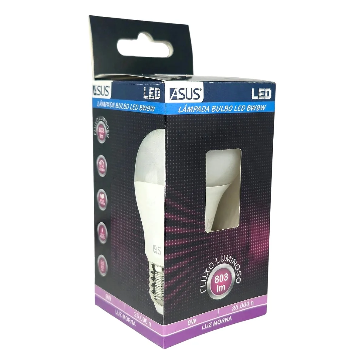 Lâmpada Bulbo LED 9W 3000K Asus Lâmpada Bulbo LED 9W 3000K Luz Quente Asus na Led Maricá RJ
